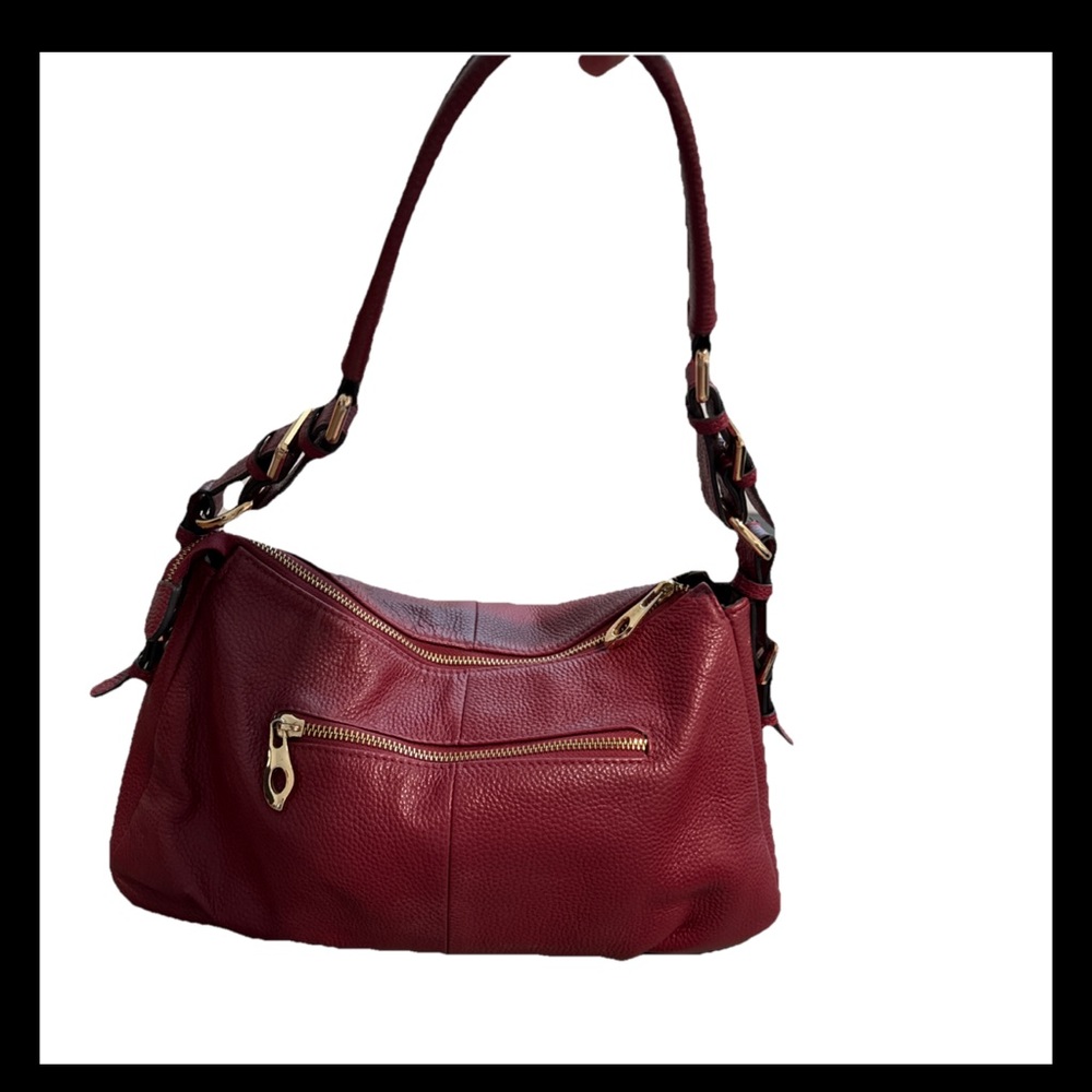 Kattee Red Leather Hobo Bag with Gold Accents pre owned